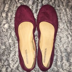 Burgundy Suede Flats